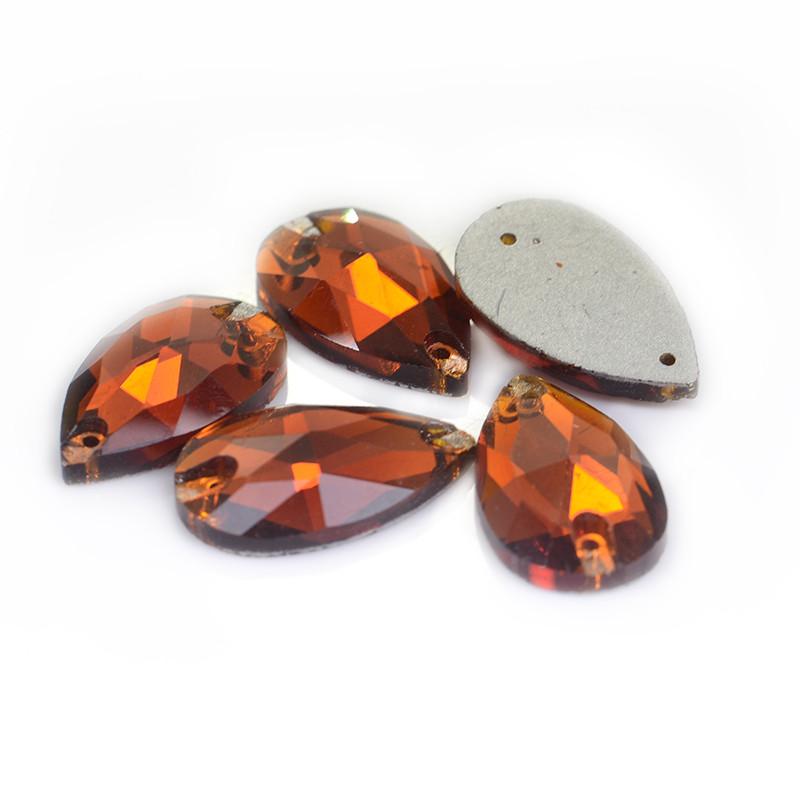 Sundaylace Creations & Bling Glass Gem 13*22mm Topaz (Coffee) Teardrop, Sew on, Glass Gem