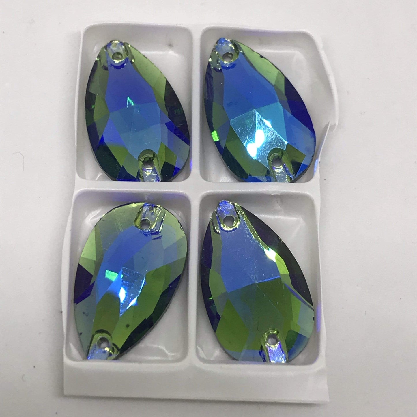 Sundaylace Creations & Bling Glass Gem 13*22mm Various Rainbow Coloured Stones in AB finish, Teardrop, Foil Back, Glass Gem