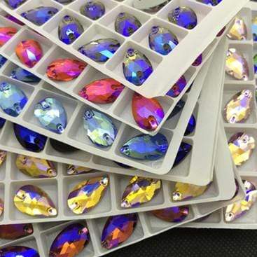 Sundaylace Creations & Bling Glass Gem 13*22mm Various Rainbow Coloured Stones in AB finish, Teardrop, Foil Back, Glass Gem