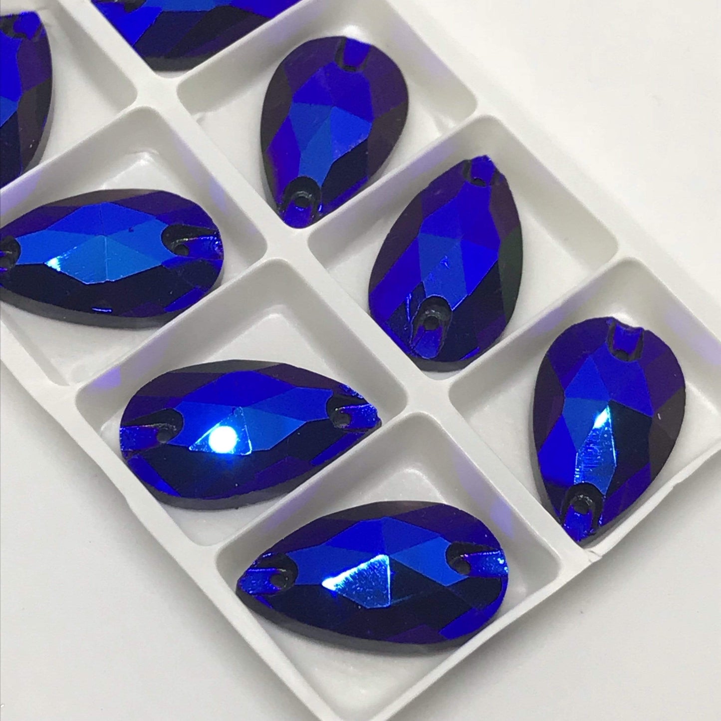 Sundaylace Creations & Bling Glass Gem Black Blue AB 13*22mm Various Rainbow Coloured Stones in AB finish, Teardrop, Foil Back, Glass Gem