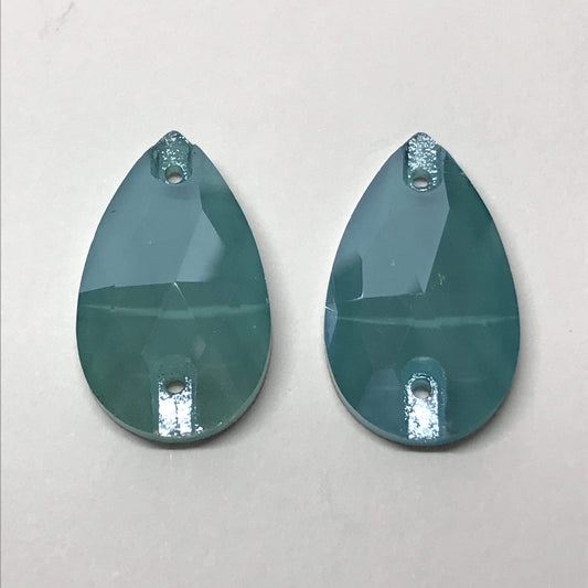 Sundaylace Creations & Bling Glass Gem 13*25mm Aquamarine Blue Lake Jelly Luster, Teardrops, Sew on, Foil Back, Glass Gem