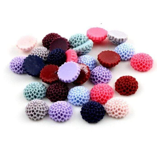 13mm Matte Light Blue Blooming Flower Matte Finish Flat Back, Glue on, Resin Gem, (Sold in Pair)