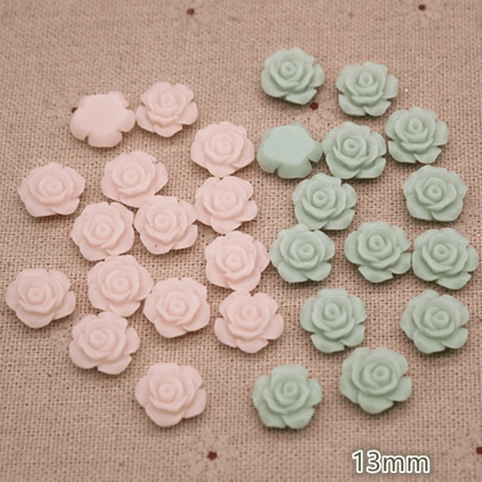Sundaylace Creations & Bling Resin Gems 13mm Matte/Jelly in Light Blush Pink or Mint Roses, glue on, Resin Gems