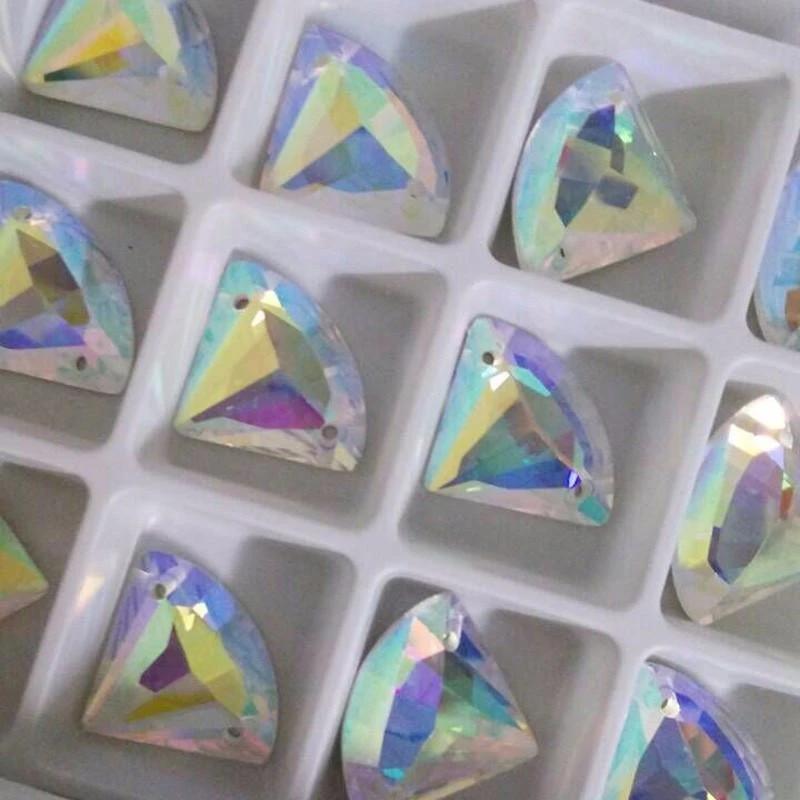 Sundaylace Creations & Bling Fancy Glass Gems 14*18mm AB Fan/Diamond Shaped, Sew On, Fancy Glass Gem