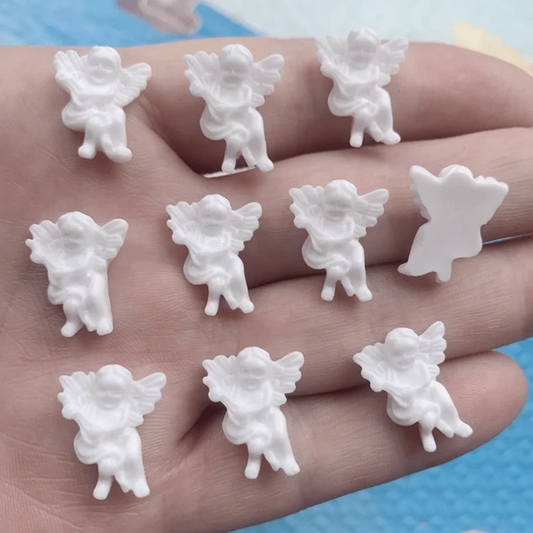 14*18mm Angel Cupid in White Odd shape, Glue on, Resin Gem Resin Gems