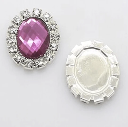 Sundaylace Creations & Bling Oval, Resin Stone in Clear Rhinestone Frame Gem