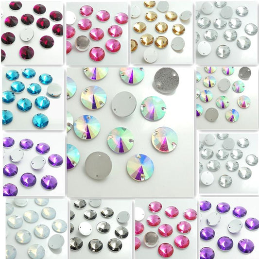 14mm Clear Rivoli Flat Back, Sew On, Resin Gem, (Sold in Pair)