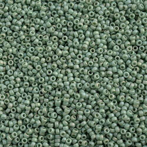 Miyuki 15/0 Seed Beads Miyuki Seed Bead 15/0 Frosted Glazed/ Rainbow Green Mint Matte AB