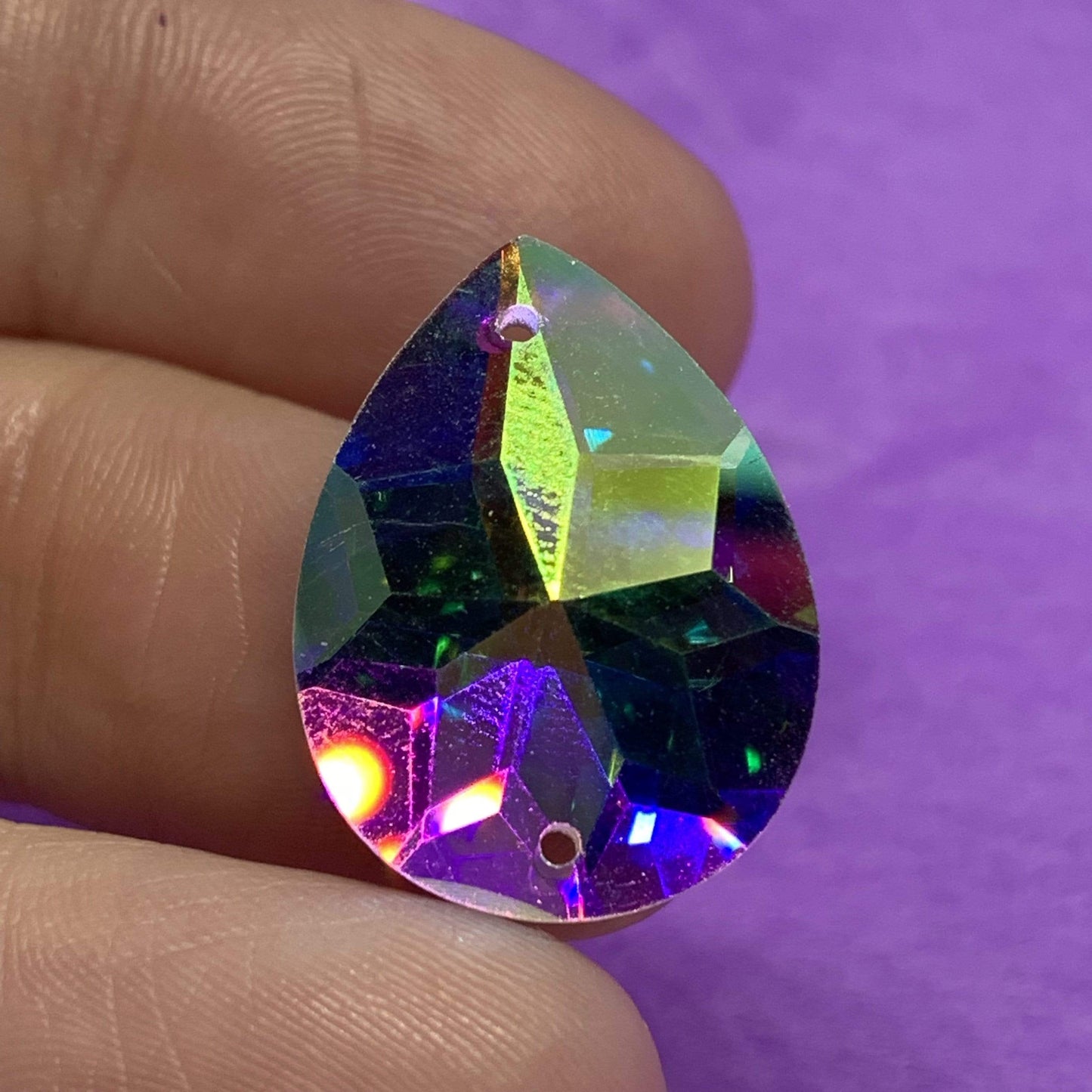 Sundaylace Creations & Bling Fancy Glass Gems 15*20mm AB 8-point Star Pattern on Teardrop, Sew on, Fancy Glass Gem