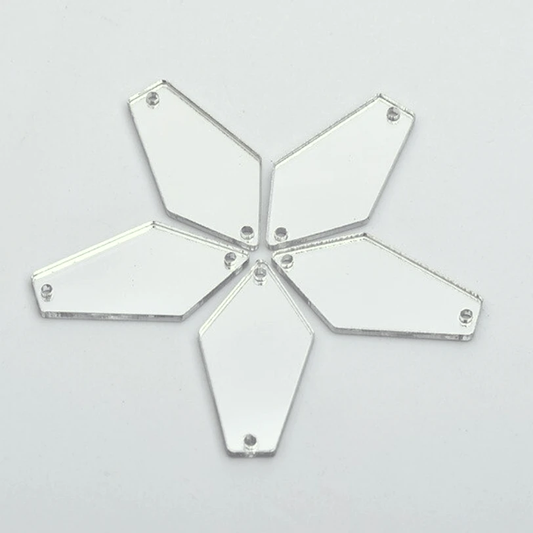 Sundaylace Creations & Bling Mirror Gems Silver Mirror 15*28mm Silver/Gold Tie Shaped, Two hole sew on, acrylic Mirror Gem