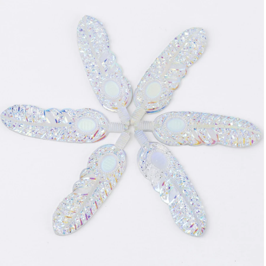 Sundaylace Creations & Bling Resin Gems Feather Gem- Clear AB 16*63mm Black/Clear/Silver Feather, with out gem, Glue on, Resin Gems