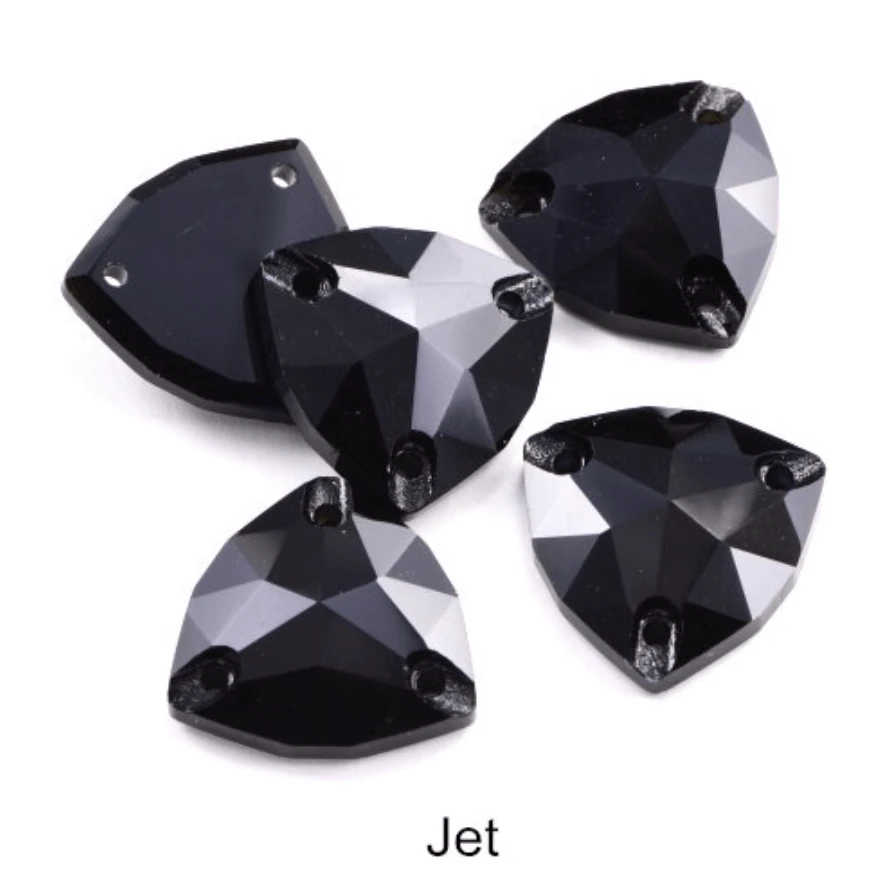 Sundaylace Creations & Bling Fancy Glass Gems 16mm Black Fat Triangle Shaped, Sew on, High Quality Fancy Glass Gem