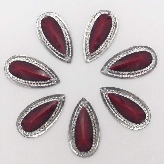 Sundaylace Creations & Bling Resin Gems Dark Red 16mm*30mm Coloured Marbled Stone effect Resin Teardrop Flatback Sew On Gem