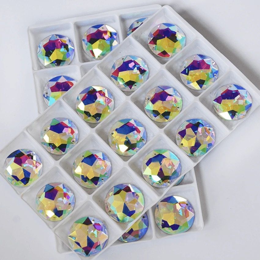 Sundaylace Creations & Bling Fancy Glass Gems 16mm 16mm AB 8-Point Star pattern Rivoli, Sew on, Fancy Glass Gem