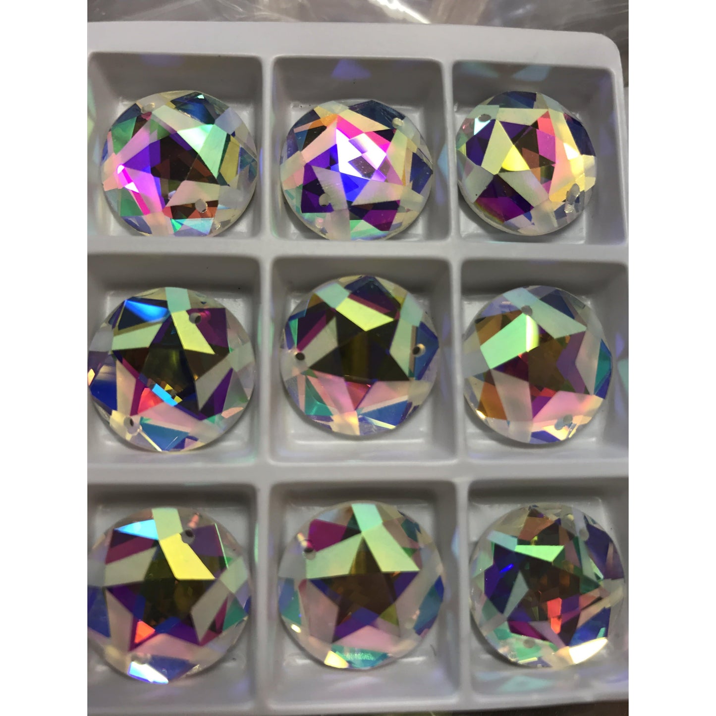 Sundaylace Creations & Bling Fancy Glass Gems 18mm AB Frosted Star Rivoli, Sew on, Fancy Glass Gem