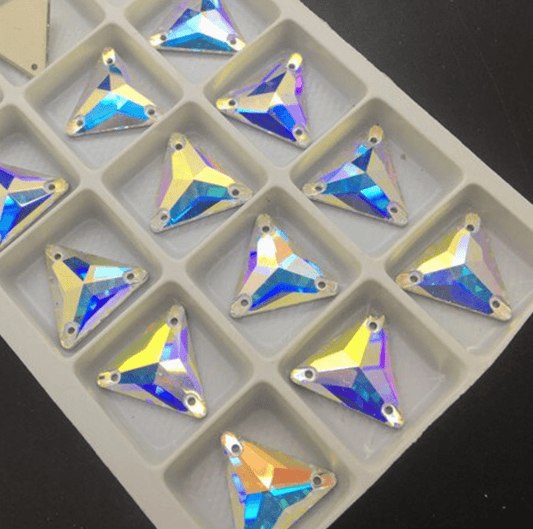 Sundaylace Creations & Bling Fancy Glass Gems 16mm AB K9 Triangle Shaped, Sew on, Fancy Glass Gem