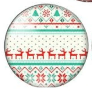 Sundaylace Creations & Bling Resin Gems 16mm Christmas Wrapping Paper Pattern with Raindeer Background Printed Acrylic Gems, Glue on, Resin Gems