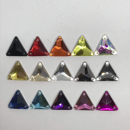 Sundaylace Creations & Bling Glass Gem 16mm Triangle Sew On, Flat Back Glass Gem