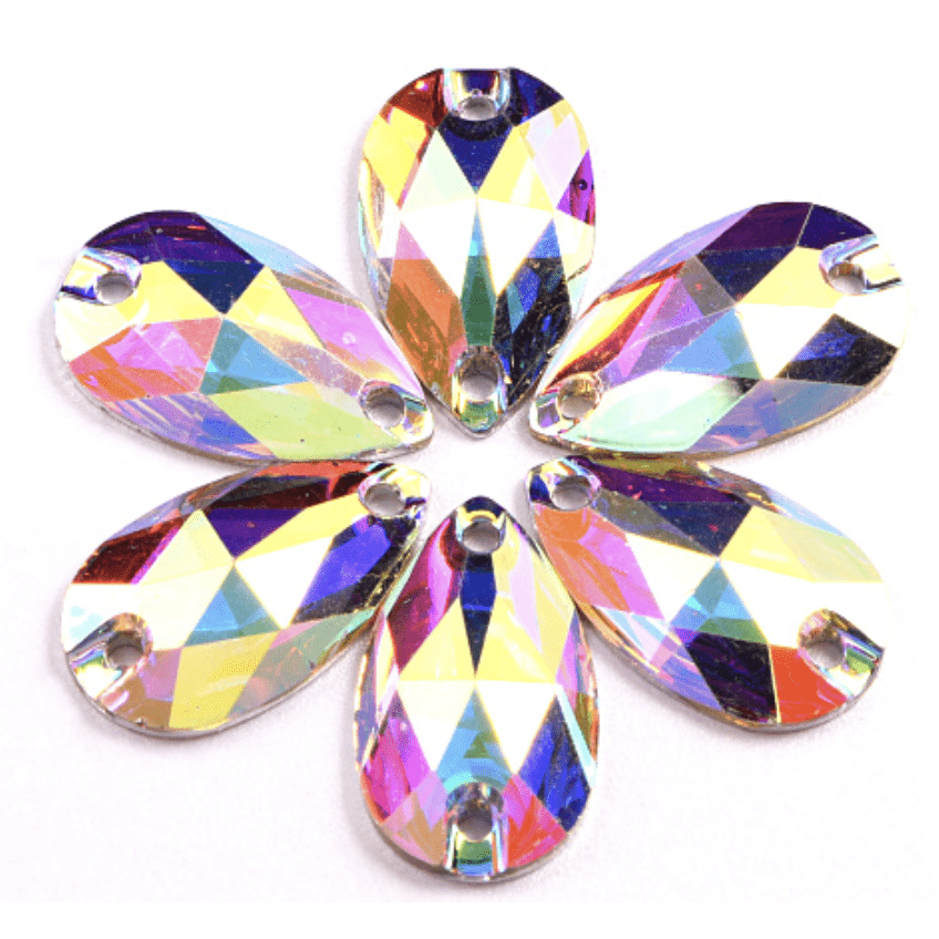 Sundaylace Creations & Bling Resin Gems 13*18mm AB Teardrop, Sew On, Resin Gems