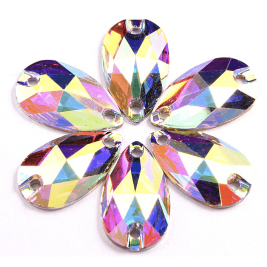 Sundaylace Creations & Bling Resin Gems 13*18mm AB Teardrop, Sew On, Resin Gems