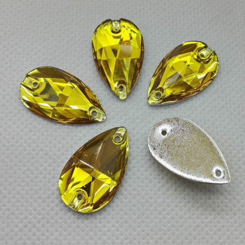 17*28mm, Light Pink, Multi-coloured Acrylic/Resin Sew on Gem Large Teardrop, Resin Gem, (Sold in Pair)