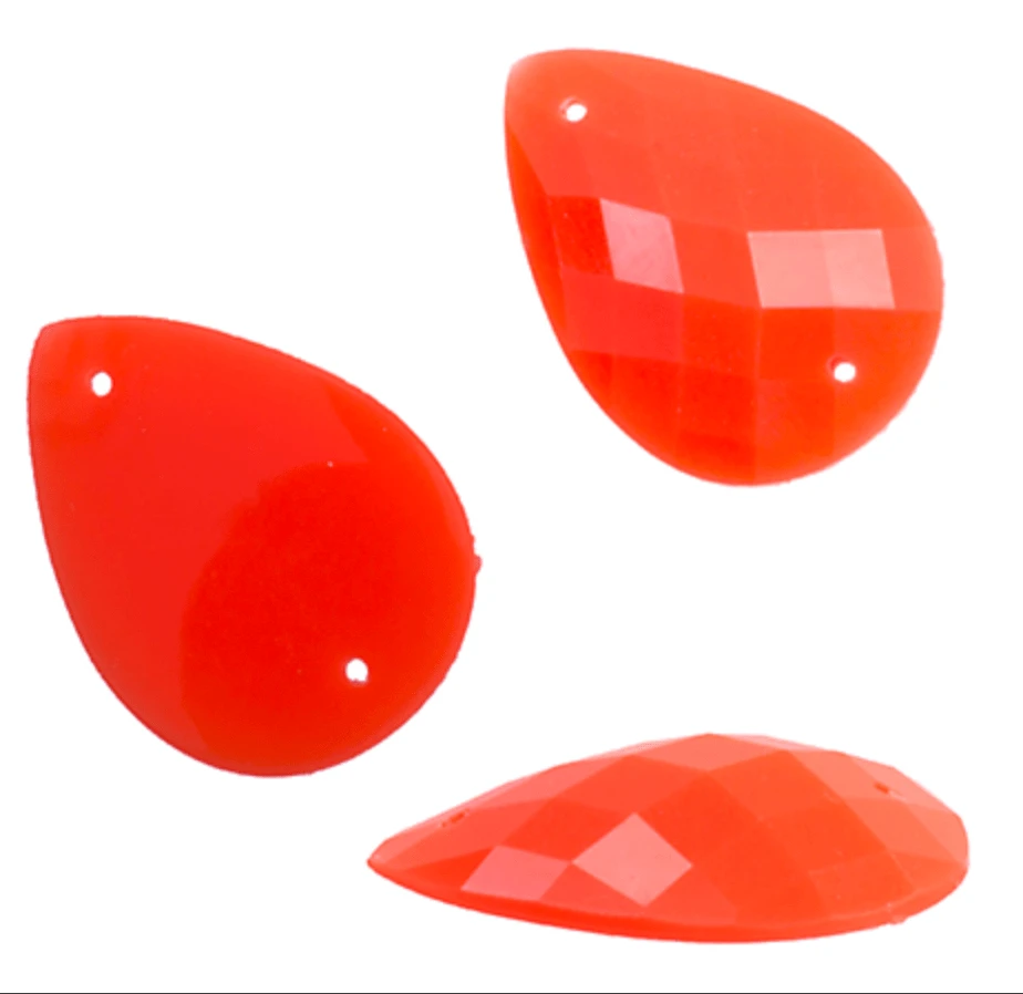 John Beads Resin Gems 18*25mm Tangerine Orange Teardrop Sew-on, Resin gems
