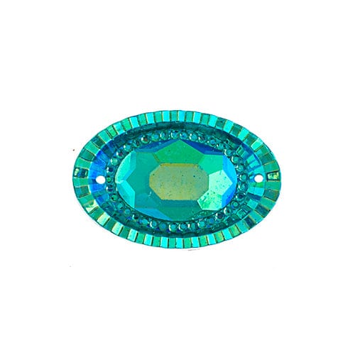 Sundaylace Creations & Bling Resin Gems 18*25mm Turquoise AB Piikki Stones OVAL, Sew-On, Resin Gem