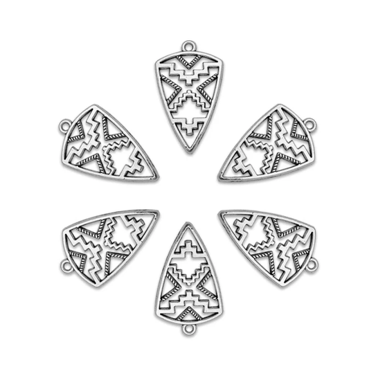 Sundaylace Creations & Bling Earring Findings 18*30 Geometric Indigenous Designs Triangle Charms, one hole top, Earring Findings, Sold per pair