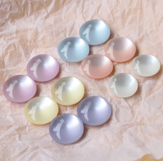 18mm Light Blue Pastel Easter Cat Eye Jelly Round, Glue on, Resin Gem, (Sold in Pair)