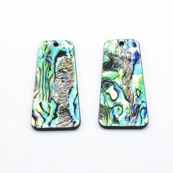 Sundaylace Creations & Bling Resin Gems 19*34mm Black/Blue Abalone Shell Trapezoid, one hole sew on, Shell on Resin Gems