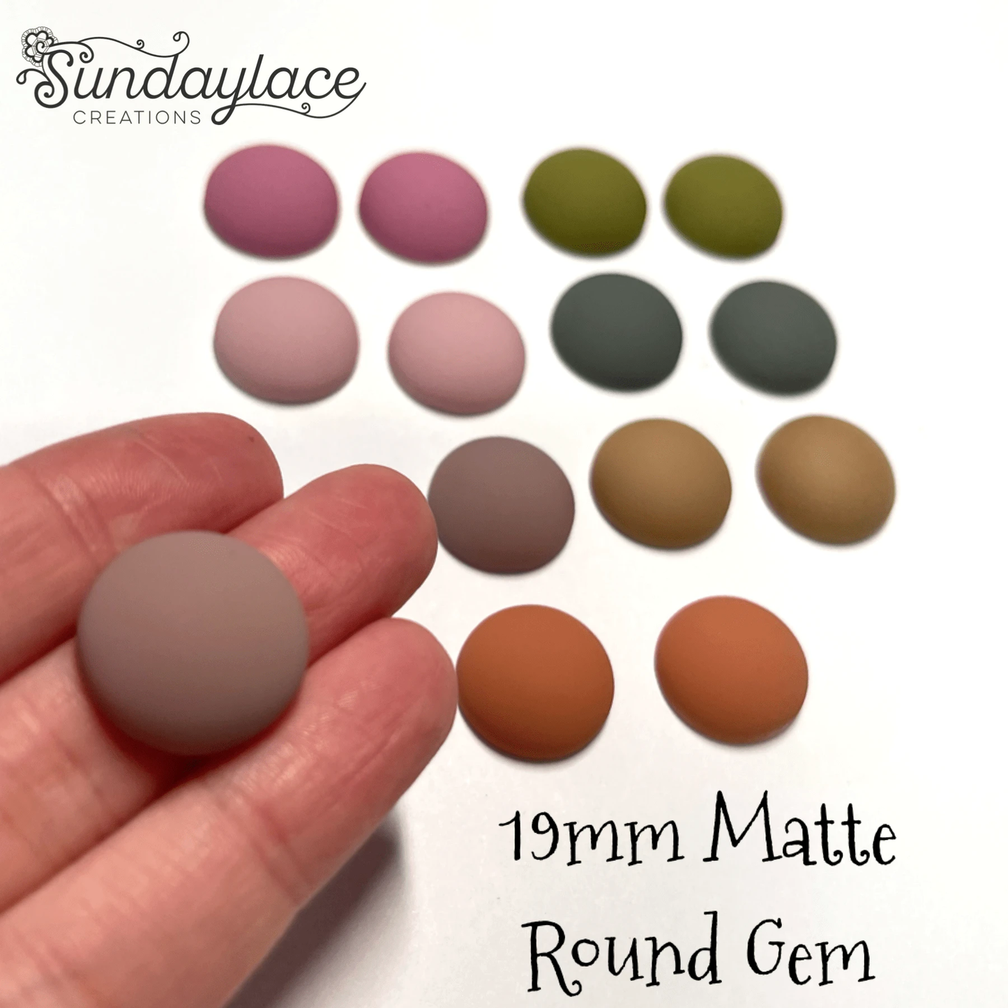 Sundaylace Creations & Bling Resin Gems 19mm Mixed Matte Dome Round, Glue on, Resin Gems