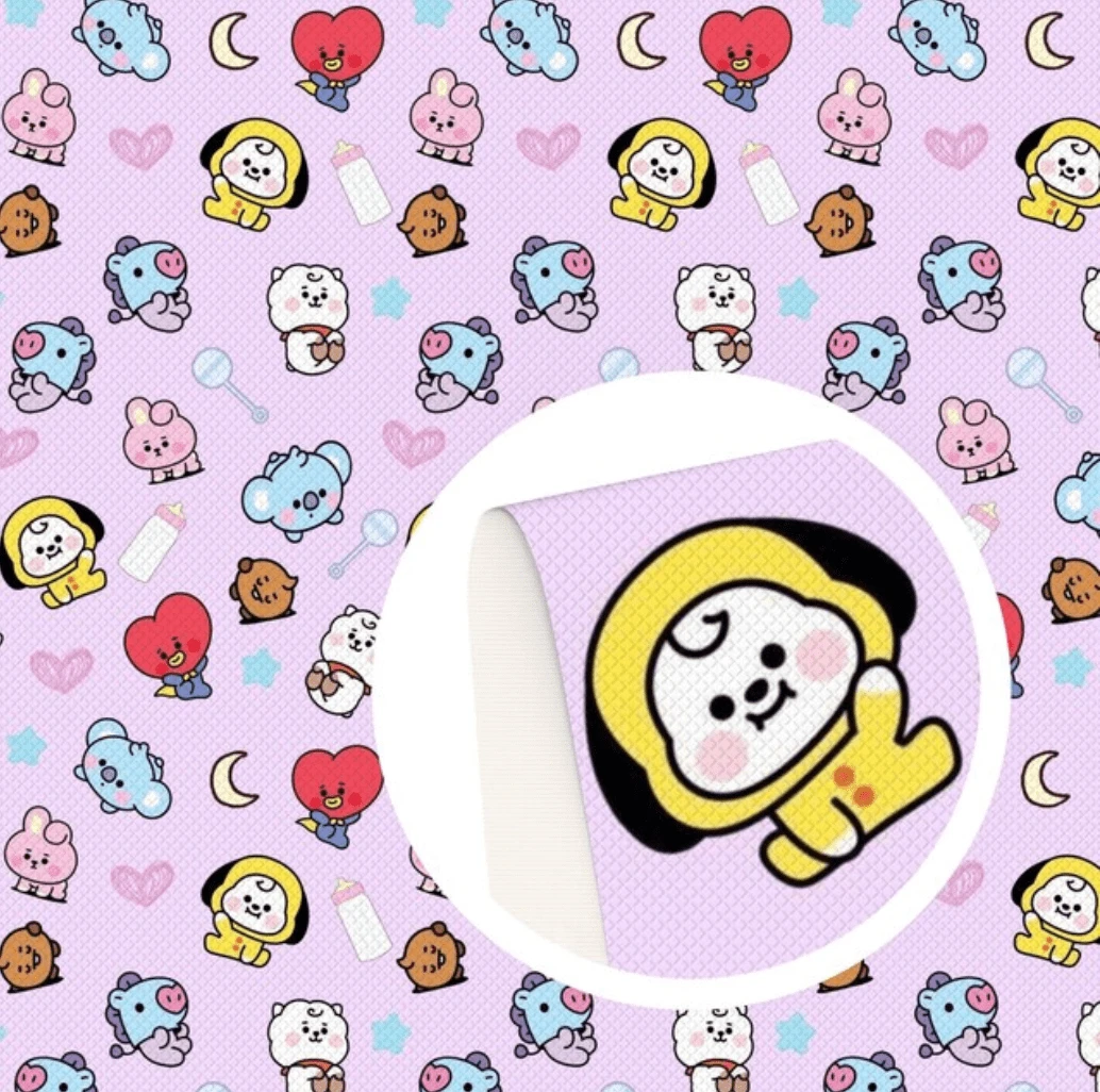 Sundaylace Creations & Bling Basics 20*30cm BT21 Baby BT5 Printed Leatherette, Long Leatherette Sheets