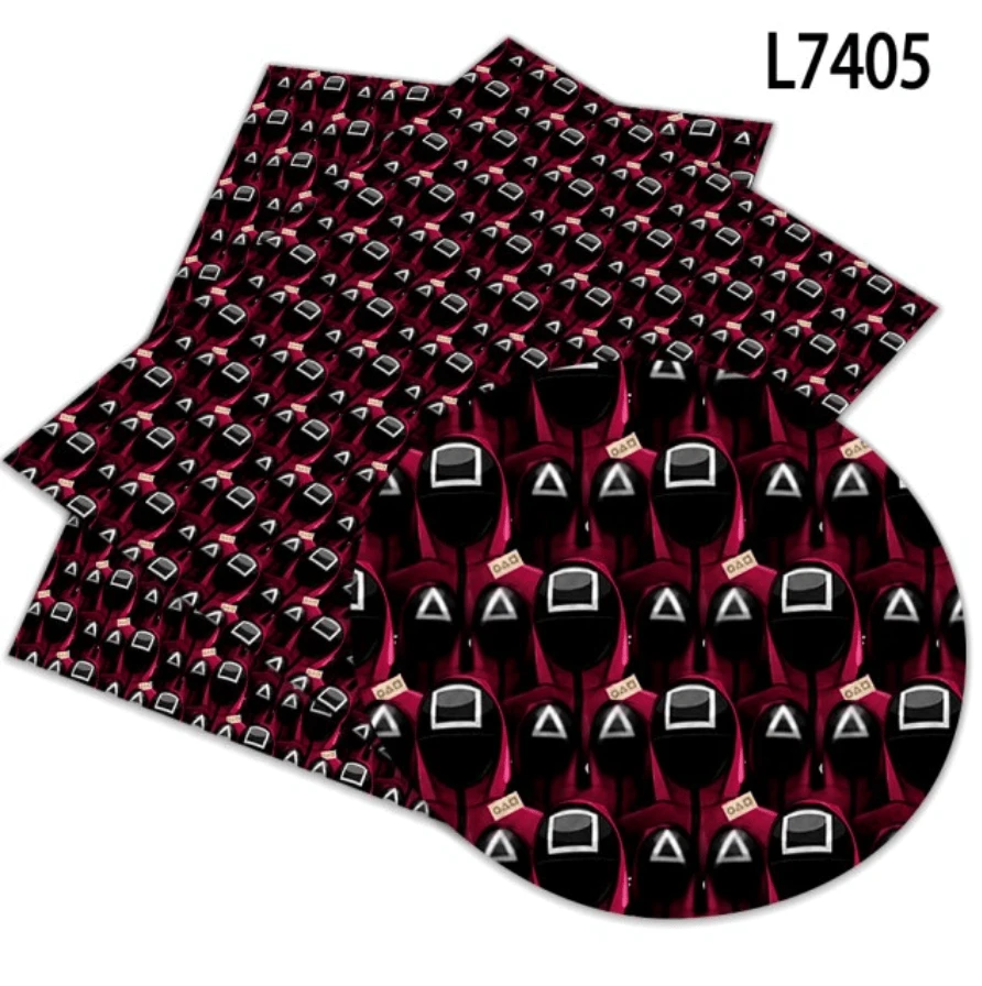 leatherette Basics 20*30cm "Squid Games" Black-Pink-White Printed Leatherette, Sold in sheet