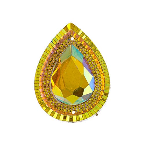 Sundaylace Creations & Bling Resin Gems 20*30mm Citrine Yellow AB Piikki Stones Large Teardrop , Sew-on, Resin Gem