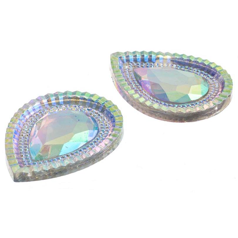 Sundaylace Creations & Bling Resin Gems 20*30mm Crystal AB Piikki Stones, Resin Gem, Sew-On