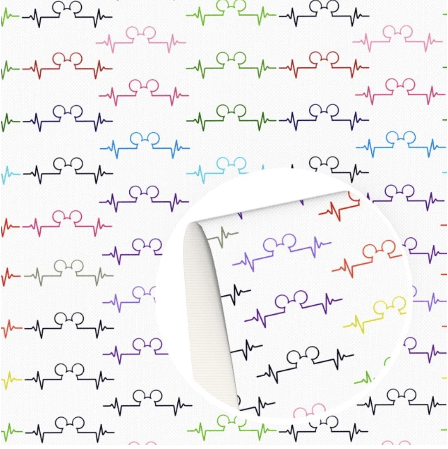 Leatherette Basics 20*33mm Disney* Ears with heart beat design Print Background Long Leatherette Sheet