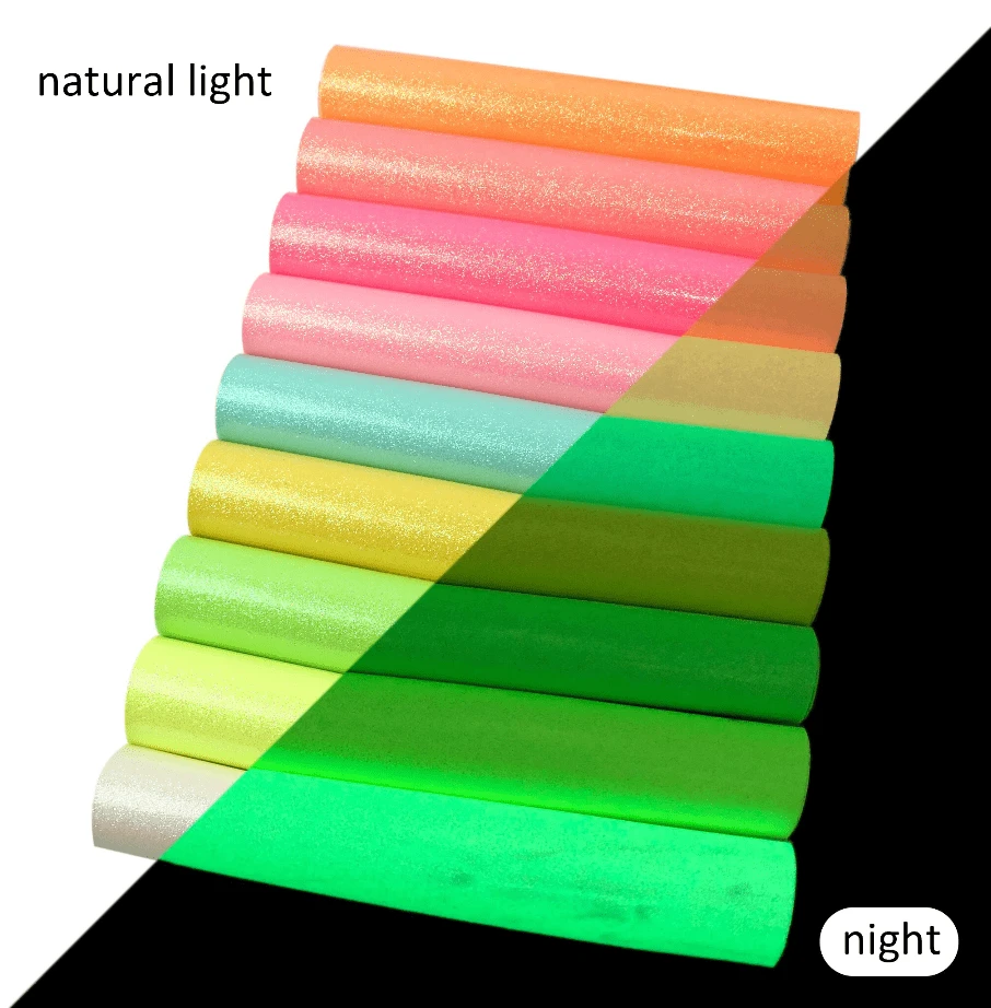 Leatherette Basics 20*33cm Smooth Glitter GLOW IN DARK NEON Colours, Long Leatherette Sheet, Basics
