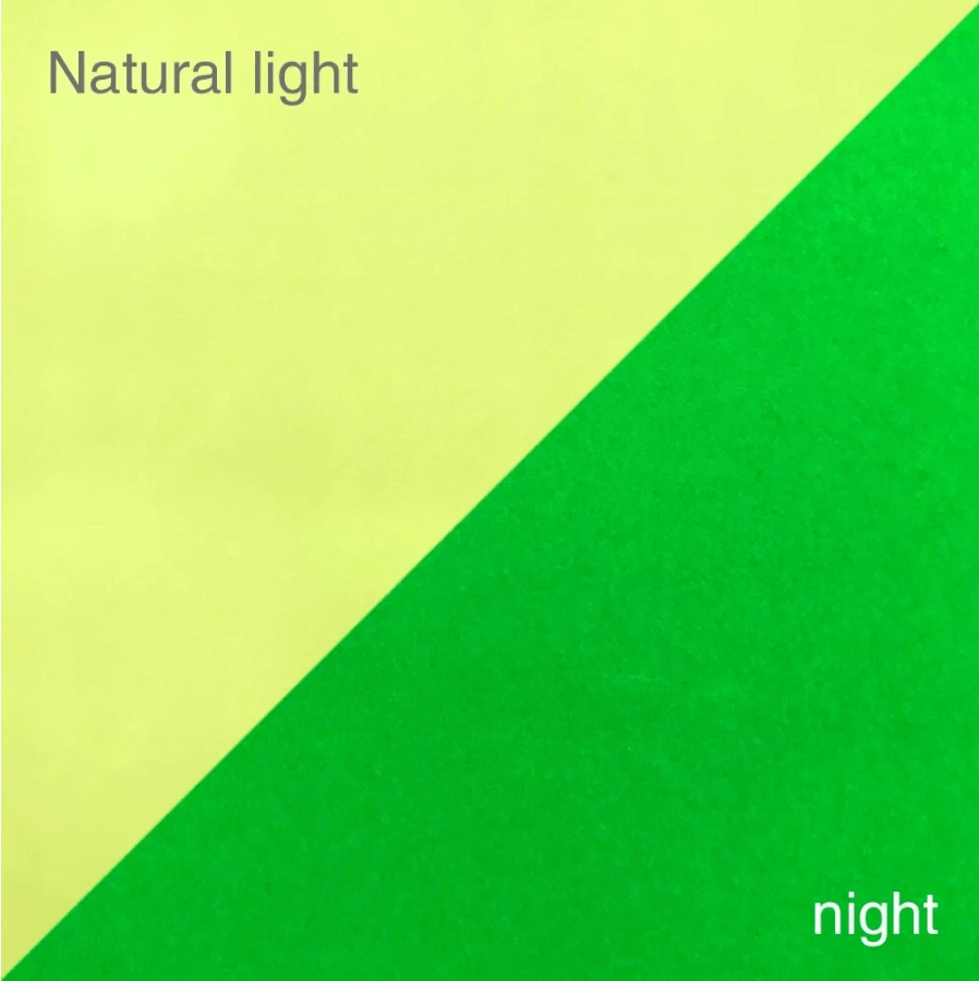 Sundaylace Creations & Bling Basics 20*33cm Yellow to Neon Green- Glow in the Dark Smooth Long Leatherette Sheet, Basics