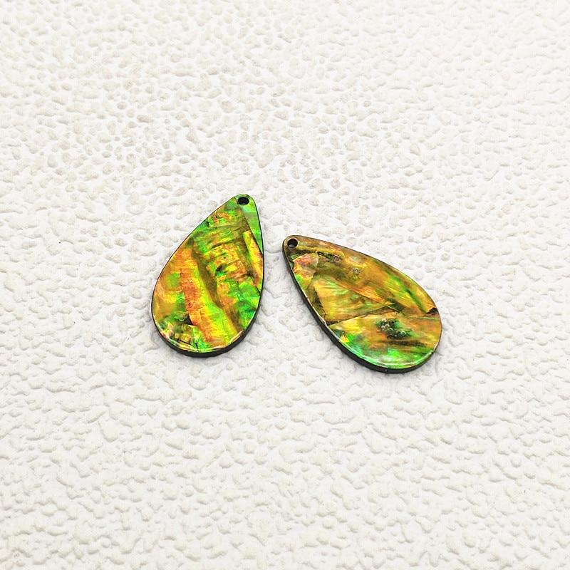 20*35mm, Yellow/green/gold Abalone Shell Drop, Mixed Abalone Shell Print Gem Rounded Teardrop, one hole, Acrylic Resin Gems, Resin Gem, (Sold in Pair)