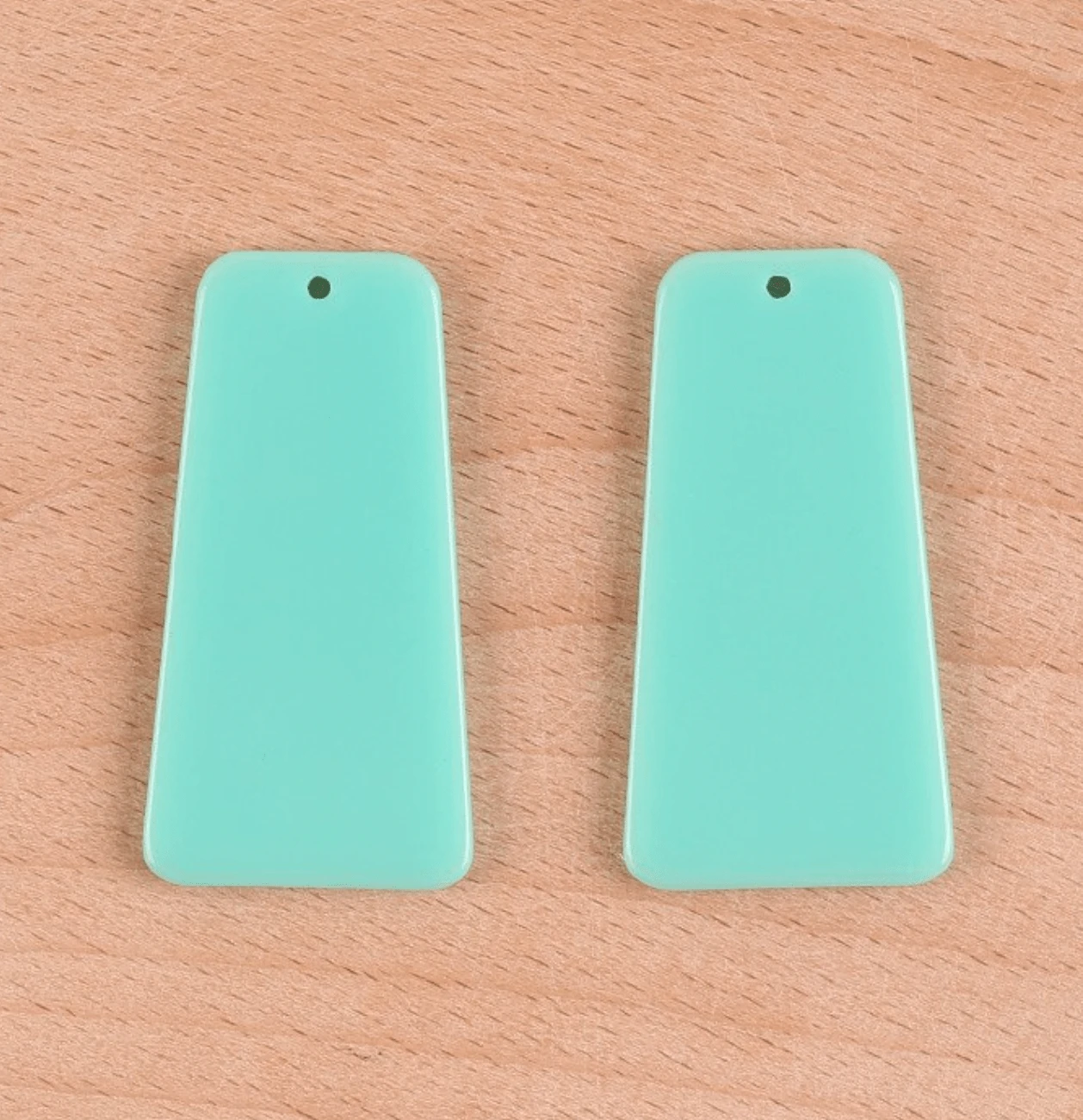 20*39mm, Mint Green, Pastel Mix Trapezoid Acrylic Resin, one hole sew on, Acrylic, Resin Gem, (Sold in Pair)