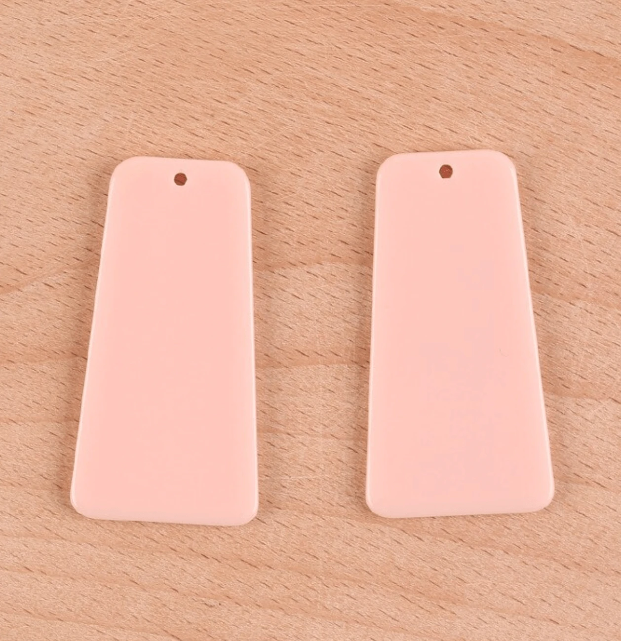 20*39mm, Salmon Pink, Pastel Mix Trapezoid Acrylic Resin, one hole sew on, Acrylic, Resin Gem, (Sold in Pair)
