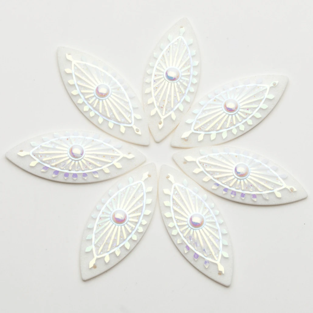 Sundaylace Creations & Bling Resin Gems 20*50mm Burst Centers Horse Eye Navette, Sew on, Resin Gem (Sold in Pair)