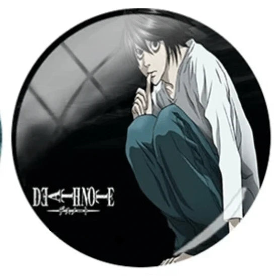 25mm "L" Death Note Crouching Postion Death Note Anime Japanese Cartoon Character "L" Round Printed, Glue on, Resin Gem, (Sold in Pair)