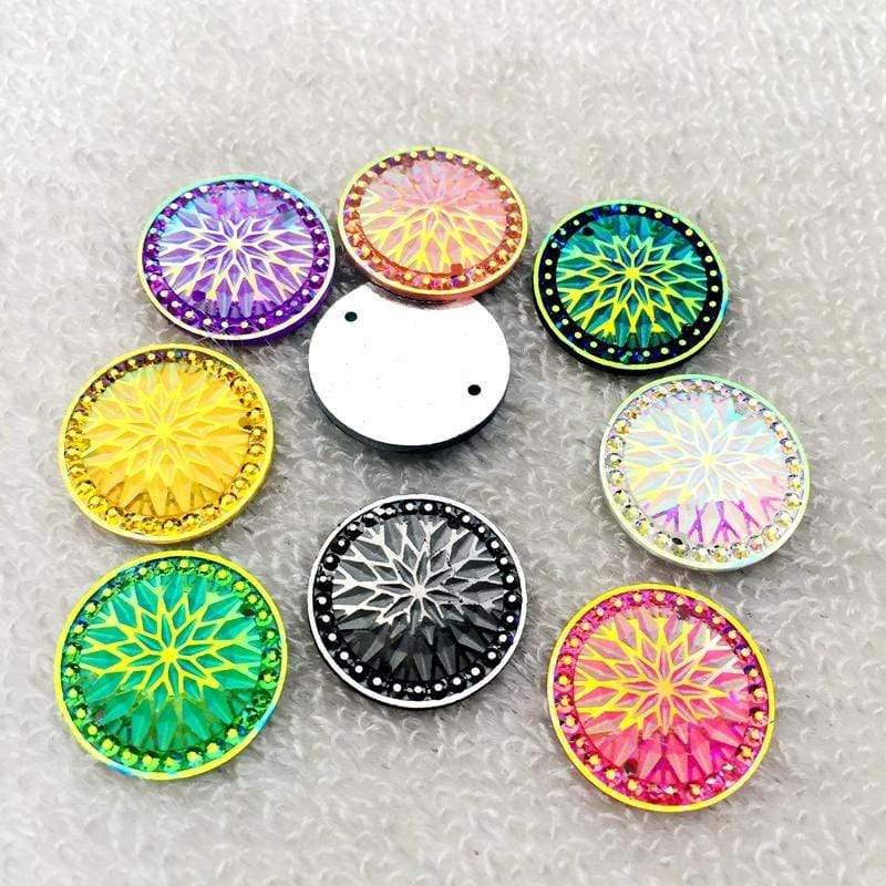 Sundaylace Creations & Bling Resin Gems 20mm AB Starblanket Design, Multiple Colours, Glue On, Resin Gems