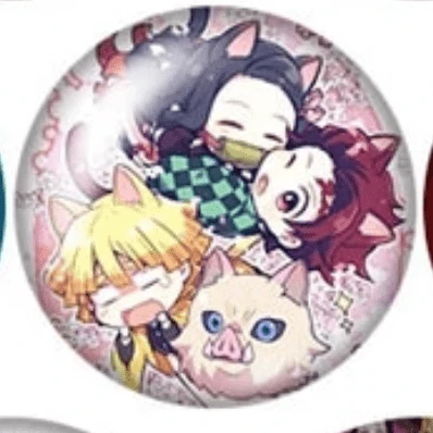 20mm, Demon Slayer Group Anime, "Demon Slayer" Anime Character round Acrylic Printed, Resin Gem, (Sold in Pair)