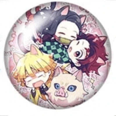 20mm Demon Slayer Group Anime "Demon Slayer" Anime Character Round Printed, Glue on, Resin Gem, (Sold in Pair)