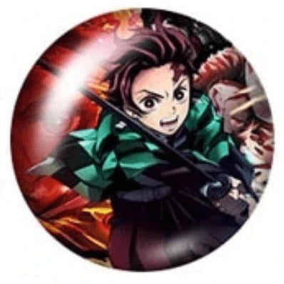 20mm Tanjiro Sword Anime "Demon Slayer" Anime Character Round Printed, Glue on, Resin Gem, (Sold in Pair)