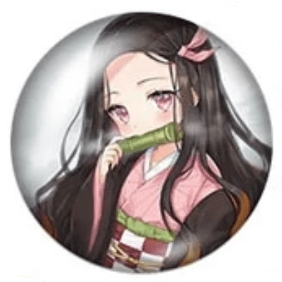 20mm Nezukio Face Girl Anime "Demon Slayer" Anime Character Round Printed, Glue on, Resin Gem, (Sold in Pair)
