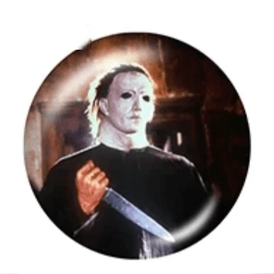 Sundaylace Creations & Bling Resin Gems 20mm Micheal Myers Mask Villain Halloween Character Round Acrylic Printed Resin Gem (Sold in Pair)