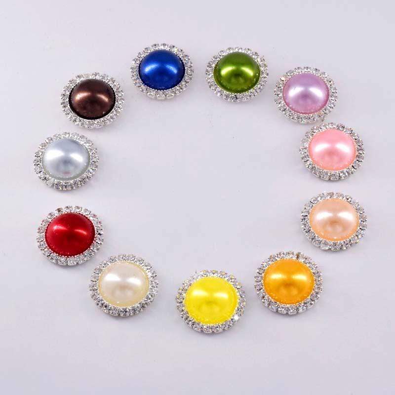 Sundaylace Creations & Bling Rhinestone Frame 20mm Mixed colour Pearl with Rhinestone Framed Trim Metal Resin Gem